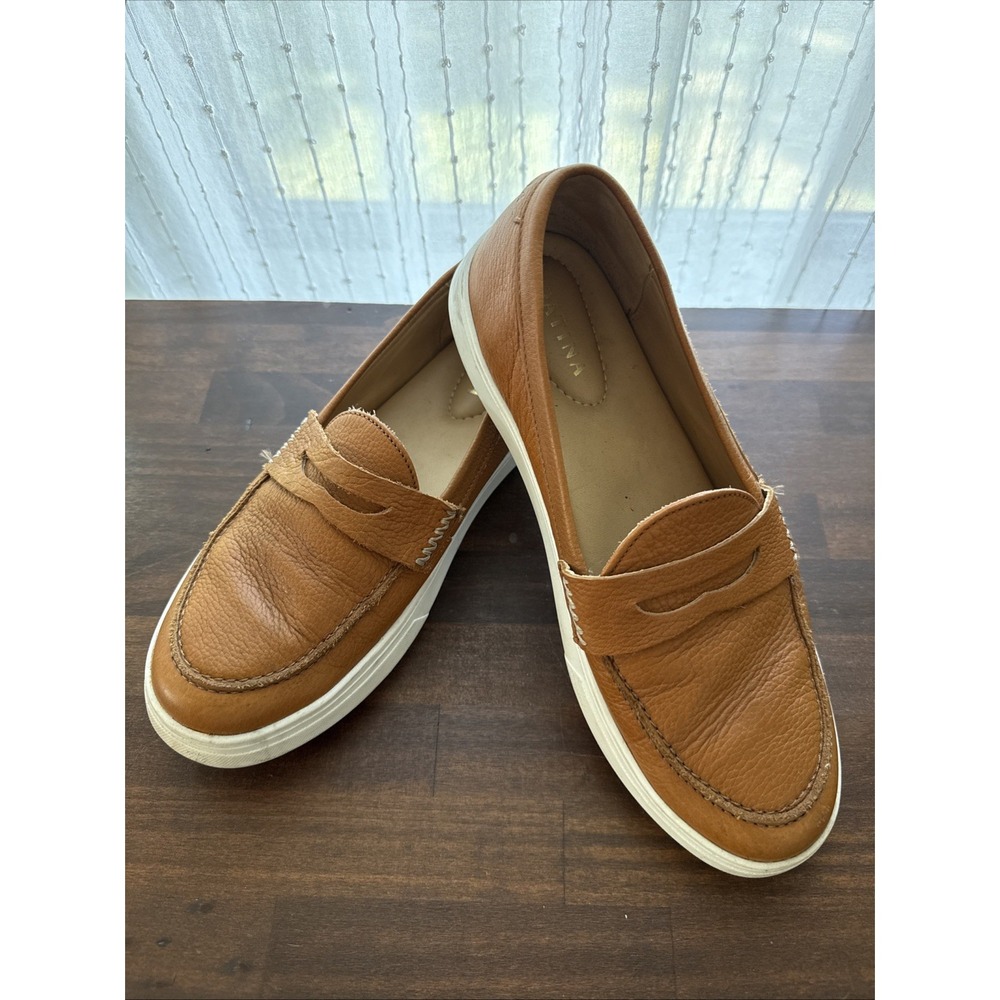 Patina Tan Leather Penny Loafer Sneakers Womens 9 Portland Leather Goods PLG